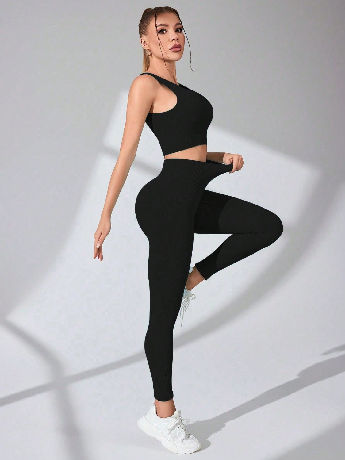 Scoop Neck Wide Strap Top and Pants Active Set - JassyBae