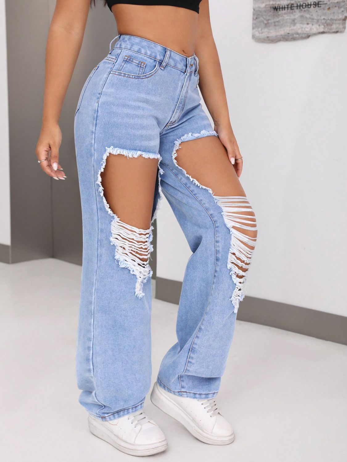 Distressed Jeans with Pockets - JassyBae