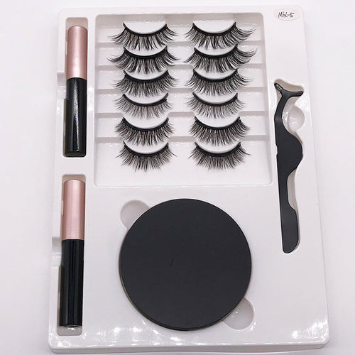 Magnet False Eyelashes with Round Box Mirror Magnetic I