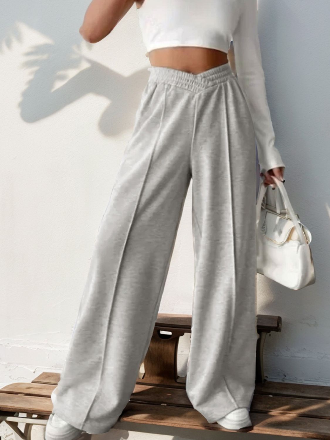 Elastic Waist Wide Leg Pants - JassyBae