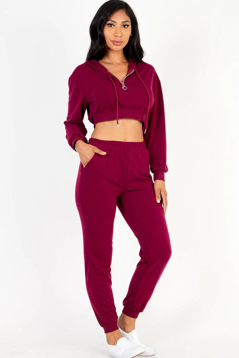 Half Zip Hoodie and Joggers Set