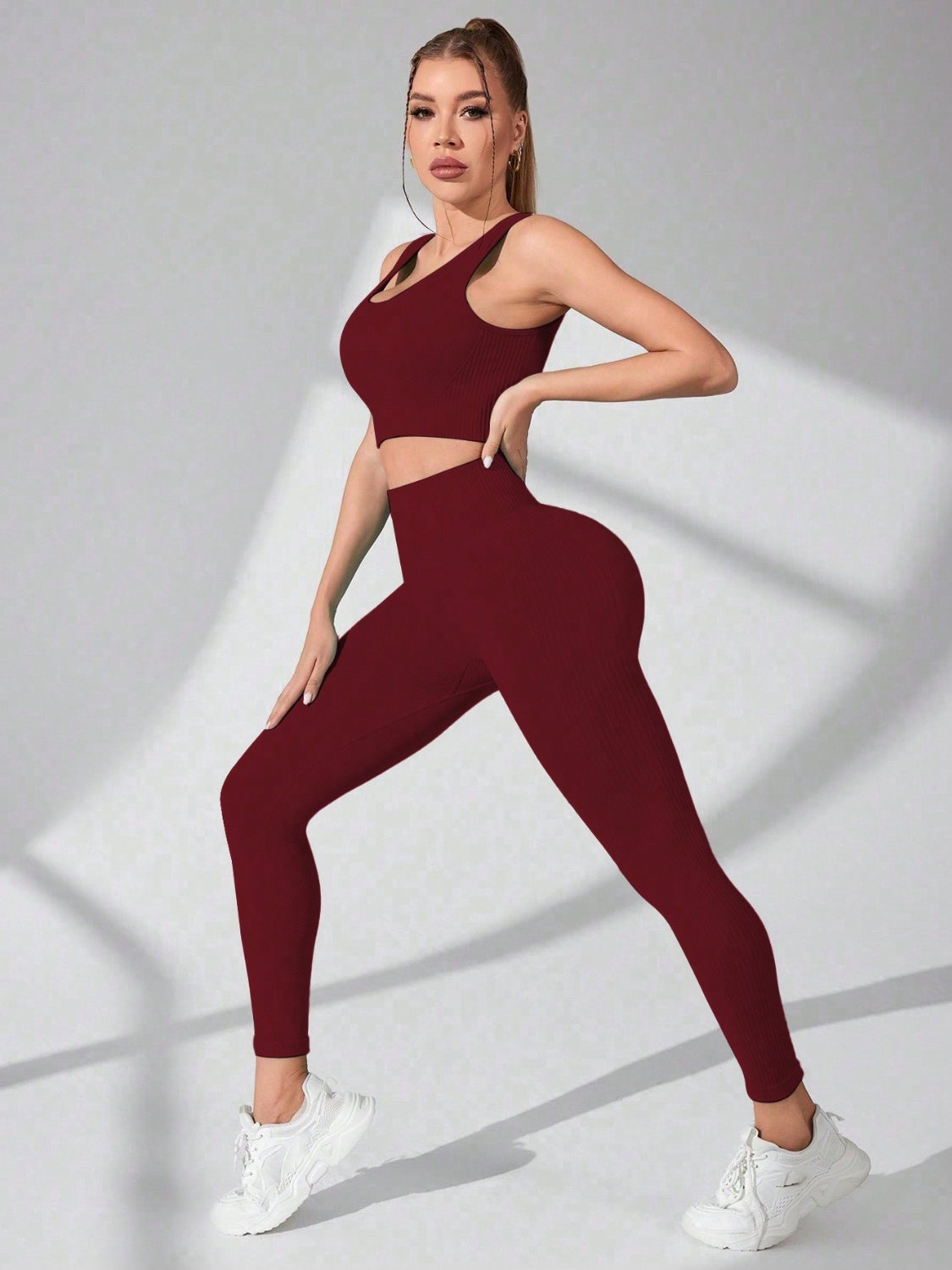 Scoop Neck Wide Strap Top and Pants Active Set - JassyBae