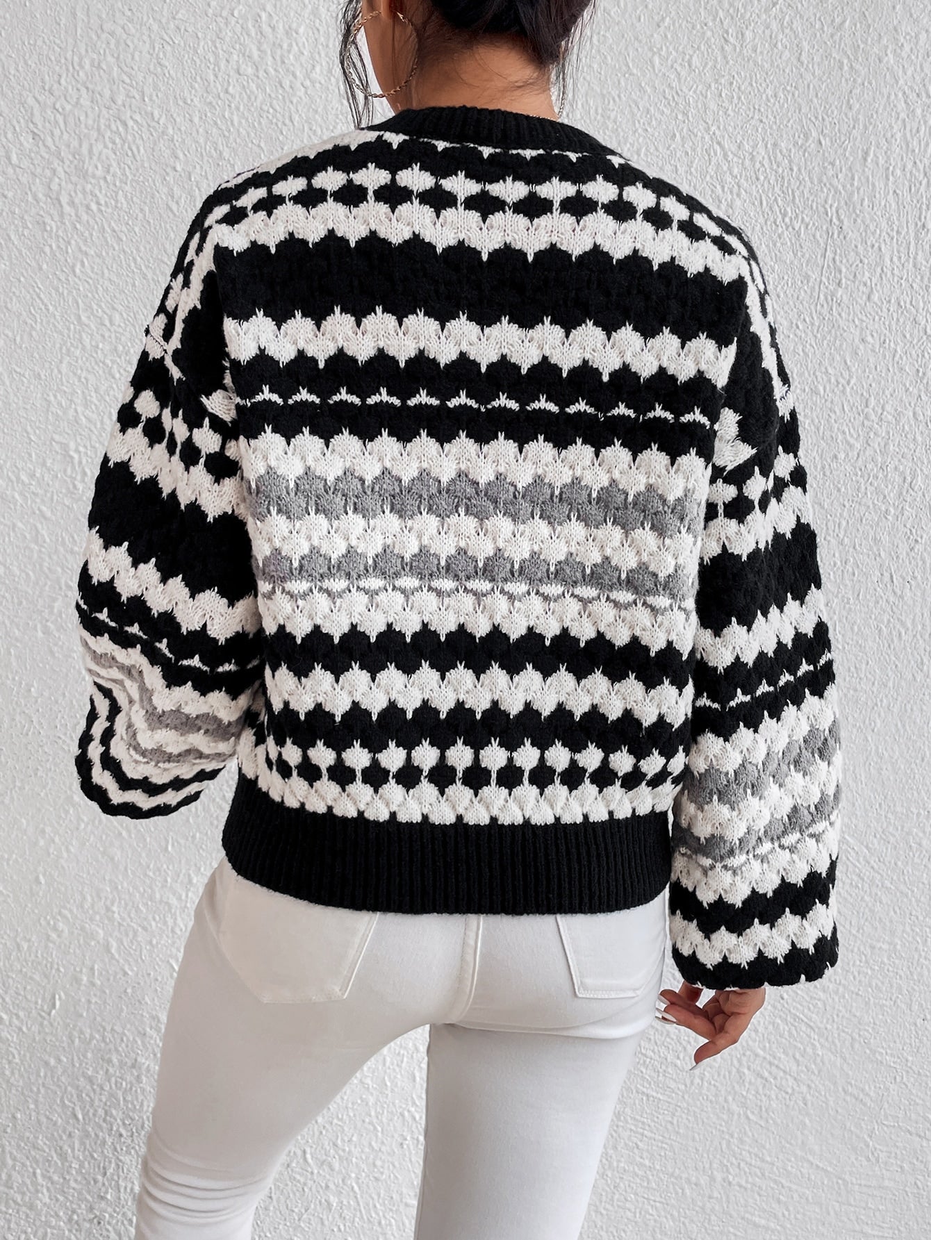 Color Block Drop Shoulder Sweater