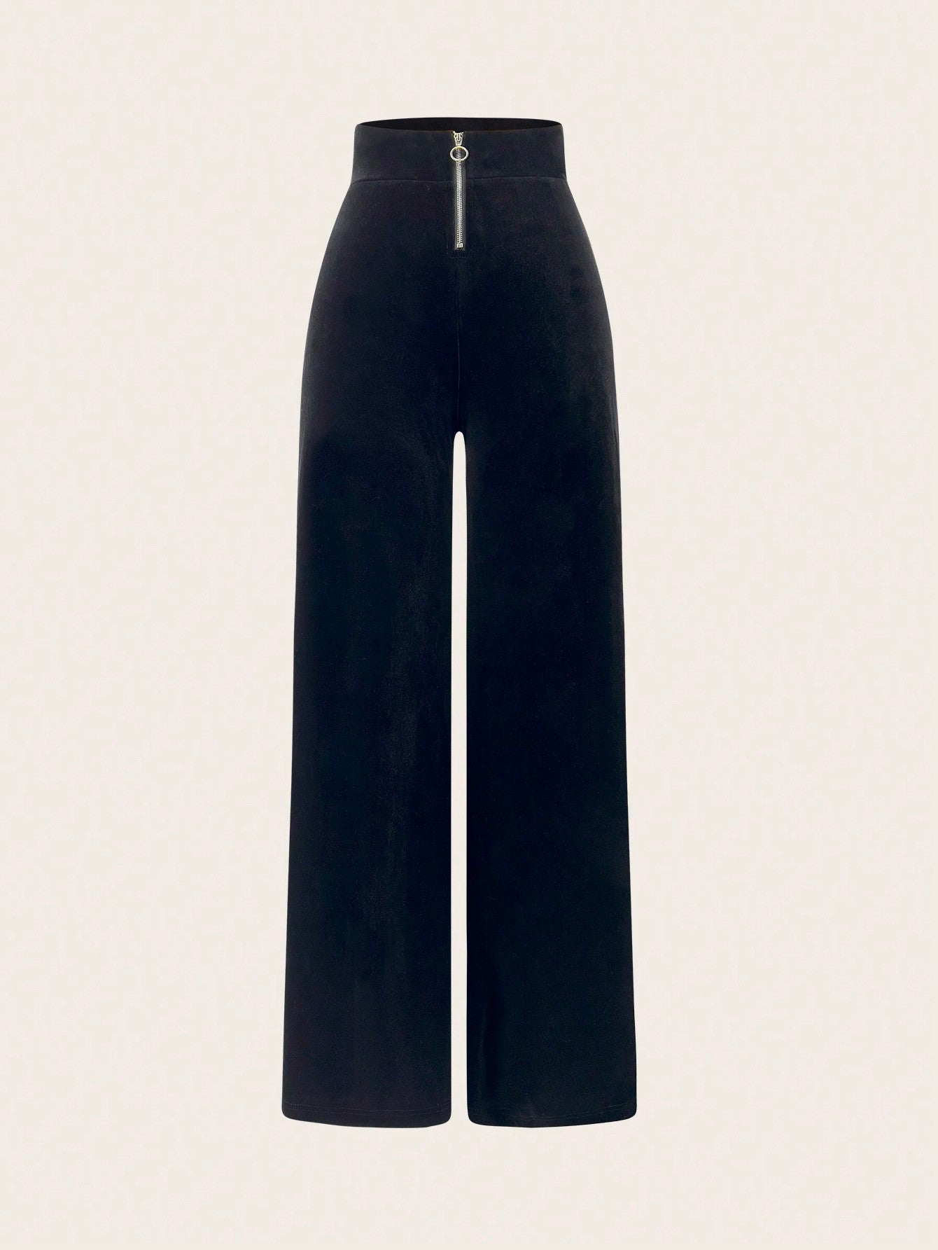 Black Zip Fly Wide Leg Pants