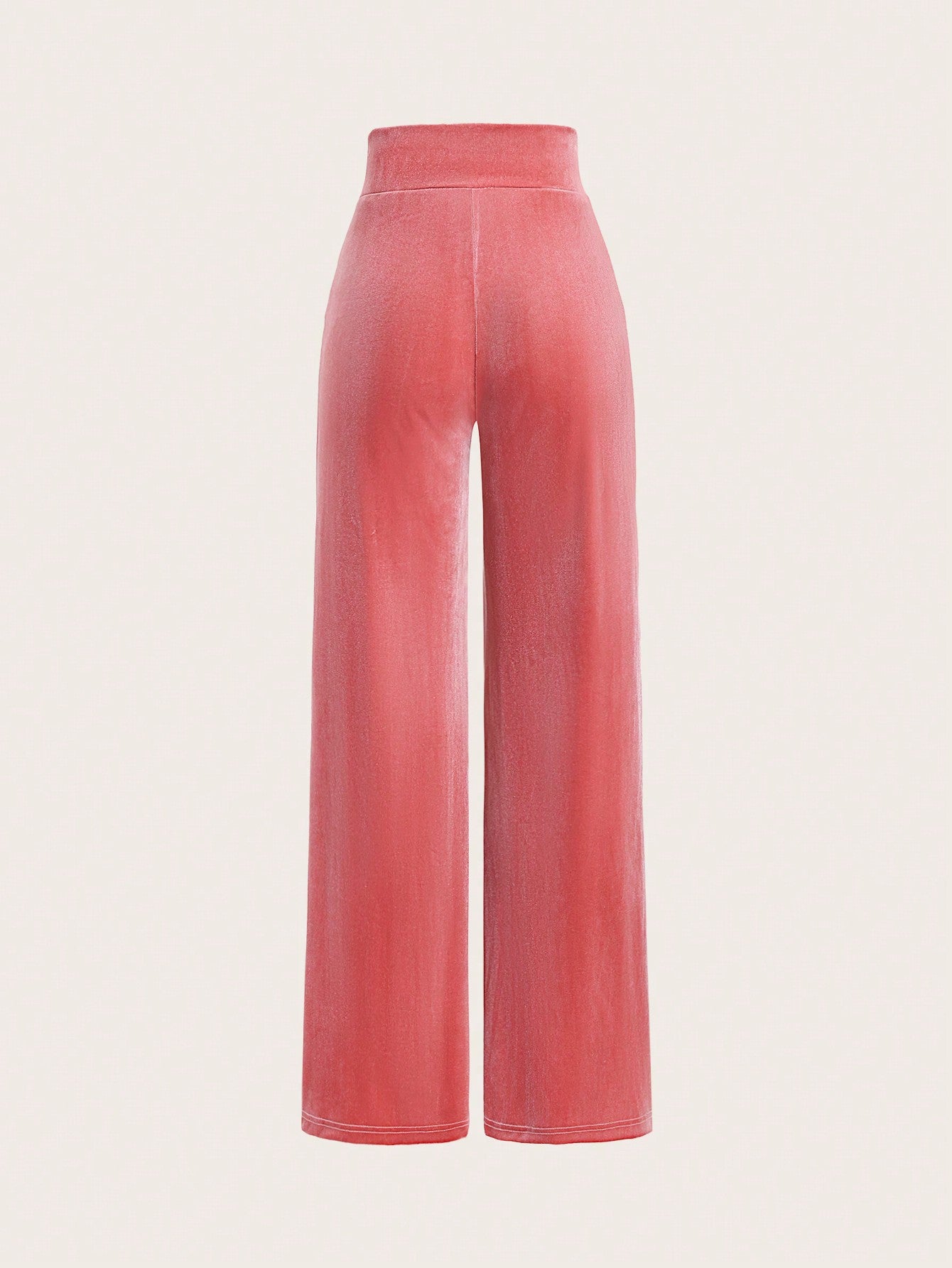 Pink Solid Color Zip Fly Straight Leg Pants