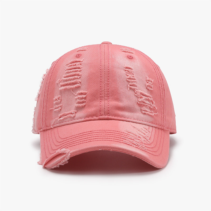 Distressed Adjustable Cotton Baseball Cap - JassyBae