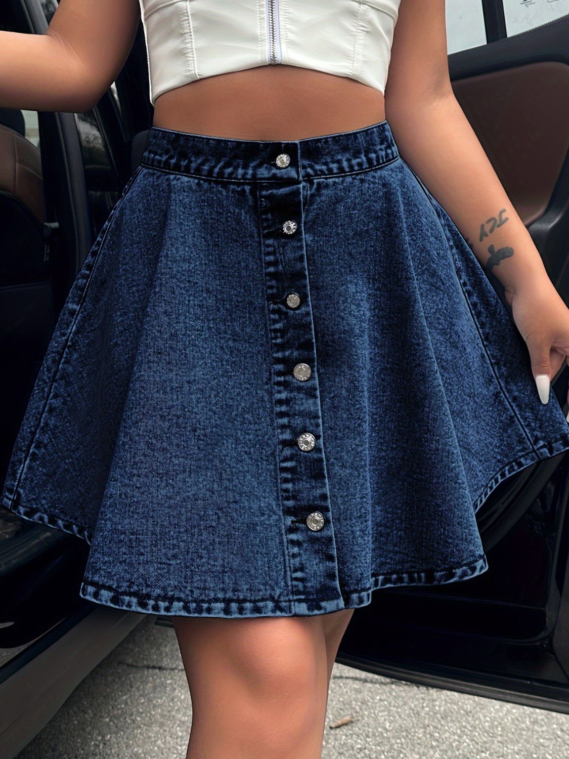 Buttoned Mini Denim Skirt - JassyBae