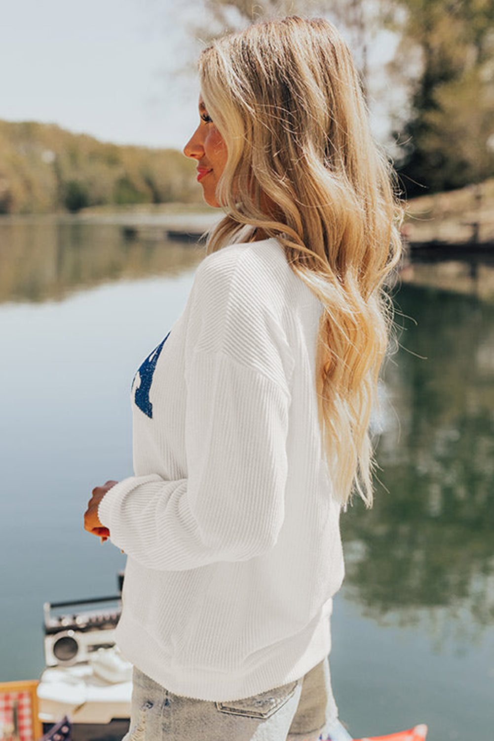 White USA Flag Sweatshirt