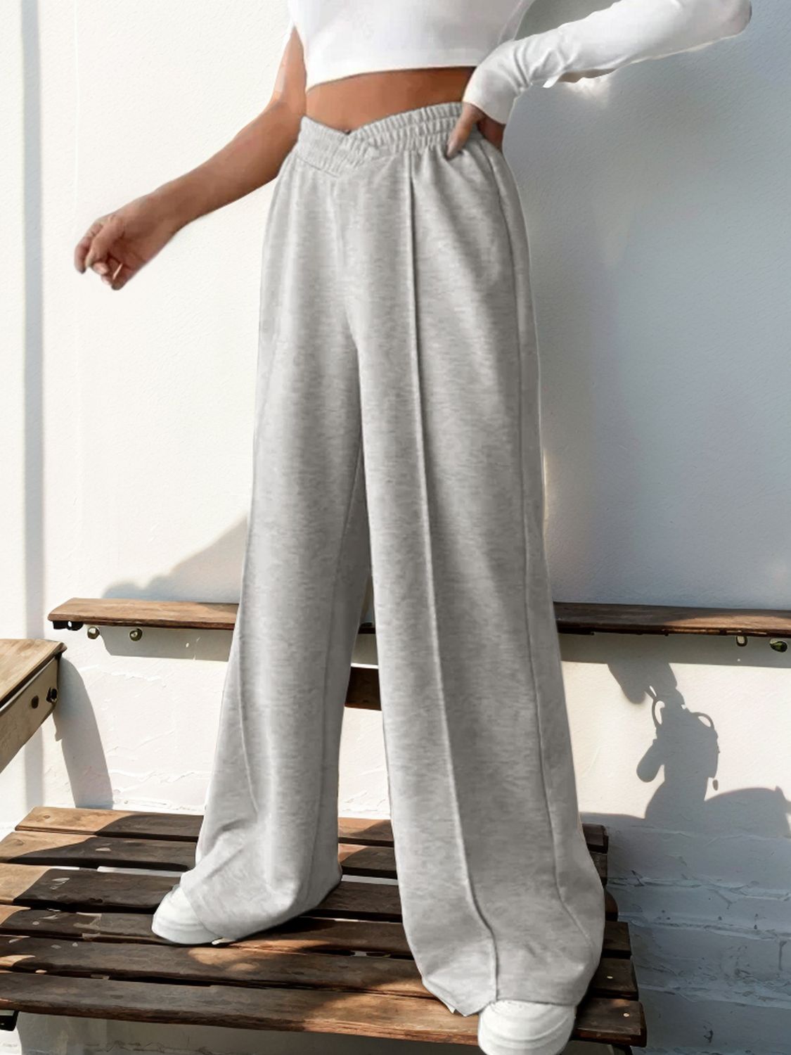 Elastic Waist Wide Leg Pants - JassyBae