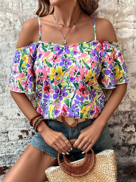 Floral Half Sleeve Blouse - JassyBae