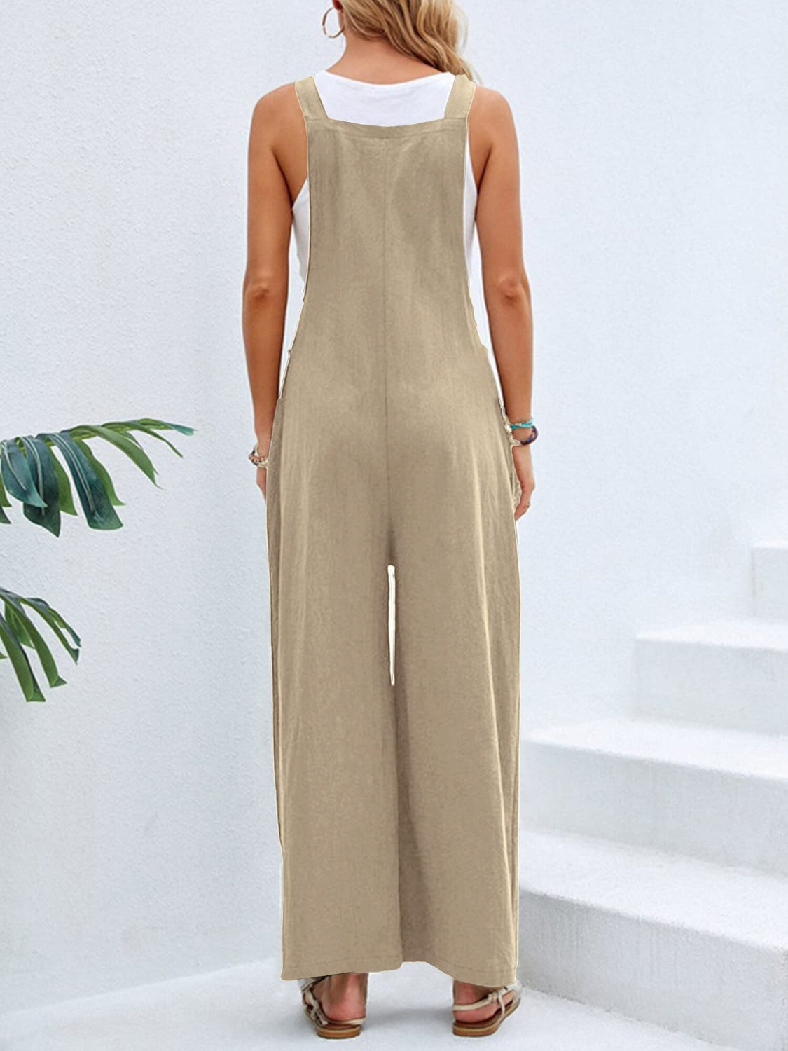 Full Size Square Neck Wide Strap Overalls - JassyBae