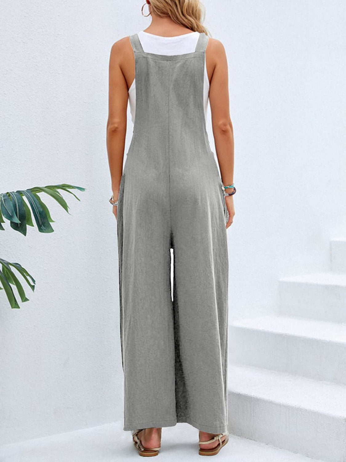 Full Size Square Neck Wide Strap Overalls - JassyBae