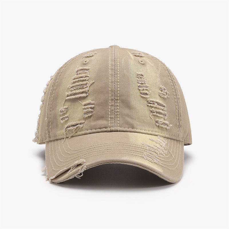 Distressed Adjustable Cotton Baseball Cap - JassyBae