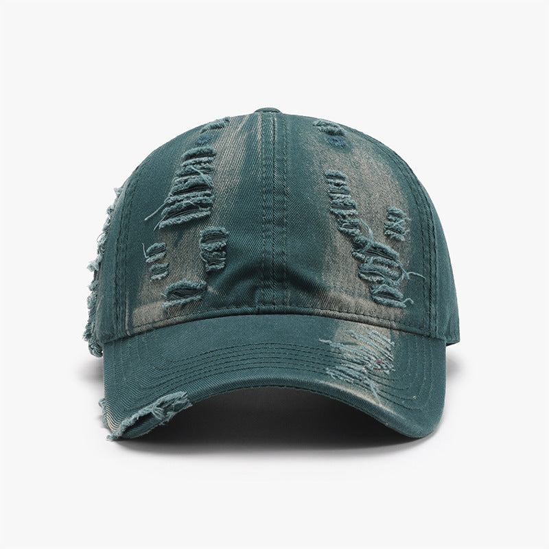 Distressed Adjustable Cotton Baseball Cap - JassyBae