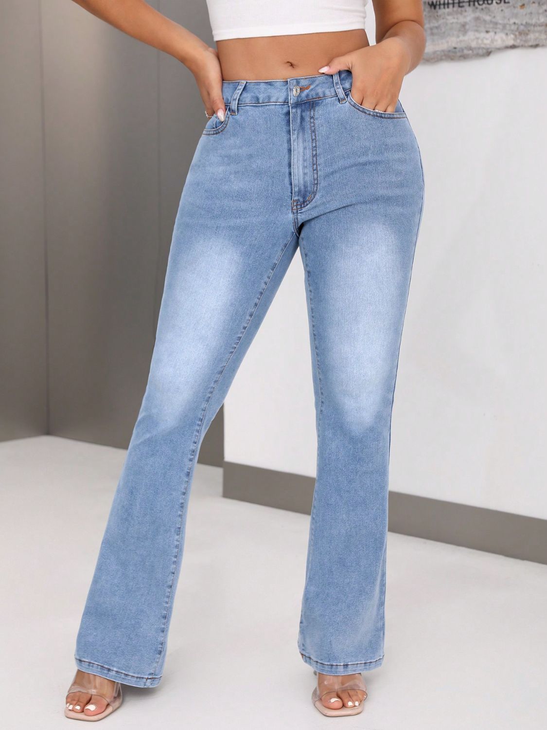 Bootcut Jeans with Pockets - JassyBae