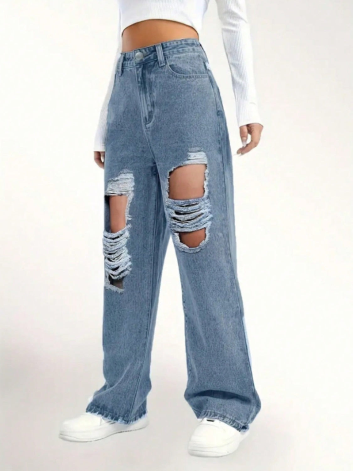 Distressed Wide Leg Jeans