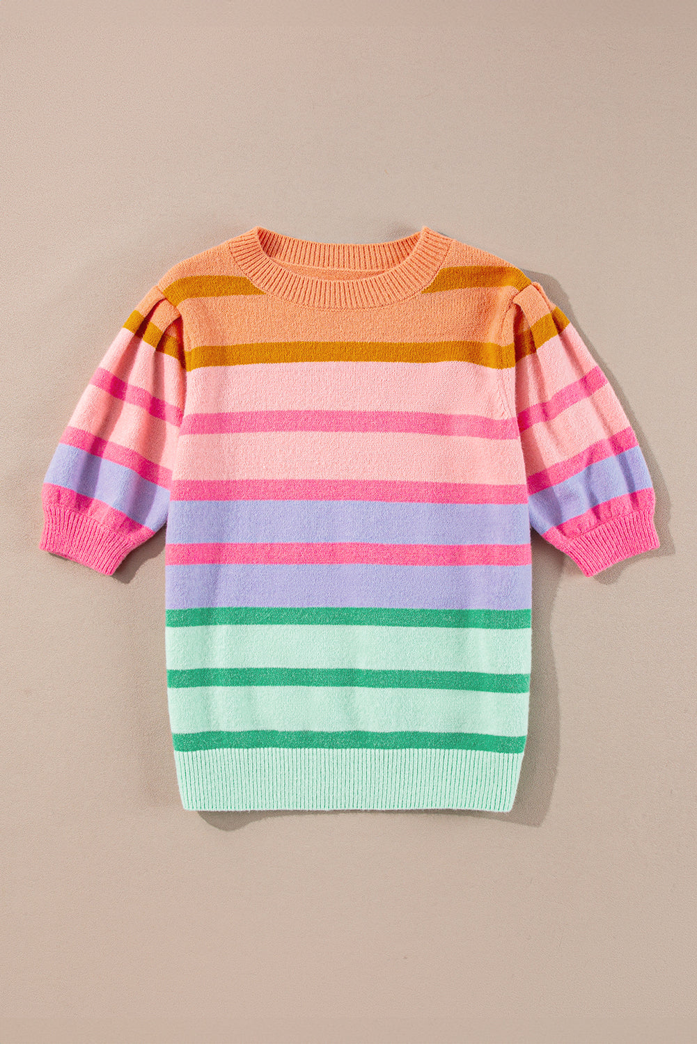 Rose Red Colorful Stripe Sweater