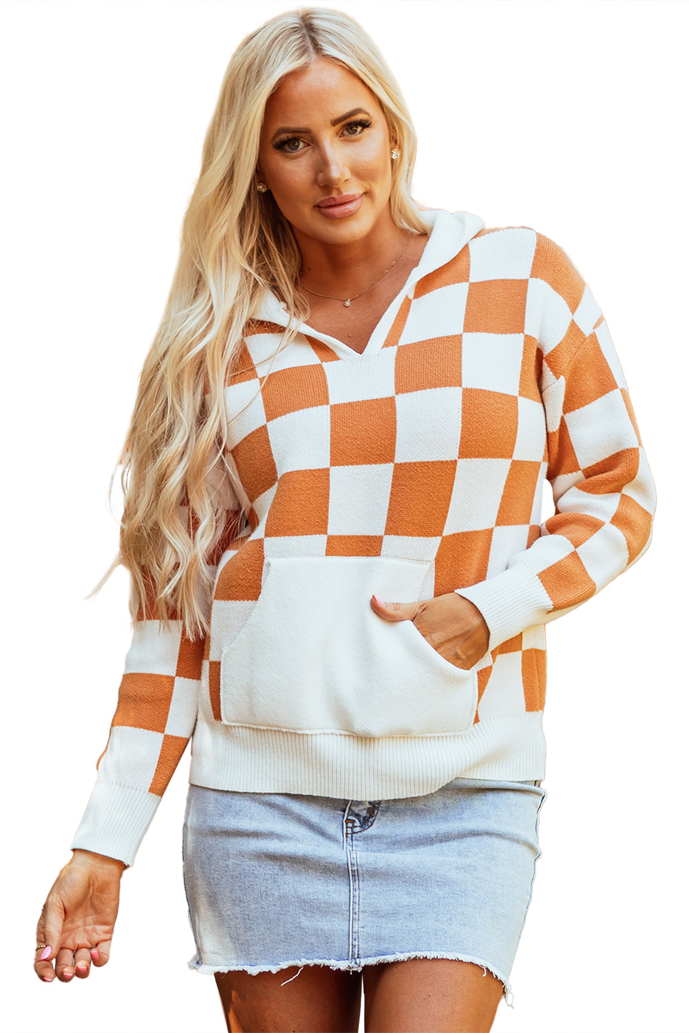 Gold Flame Checkered Sweater