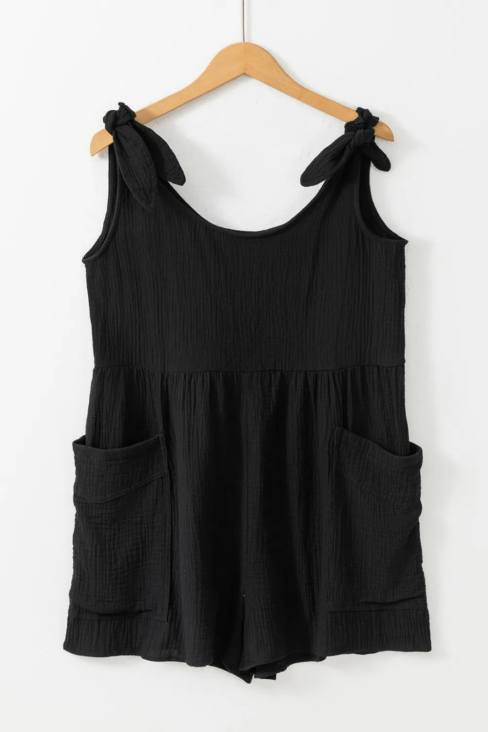 Scoop Neck Tie Shoulder Romper - JassyBae