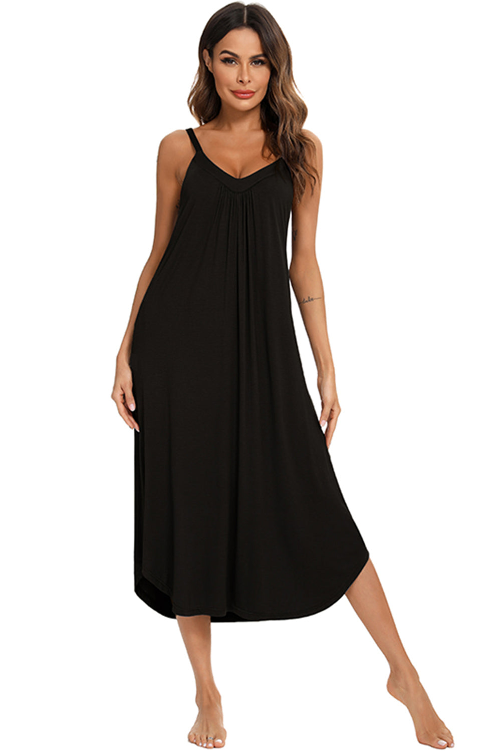 V-Neck Midi Lounge Dress - JassyBae