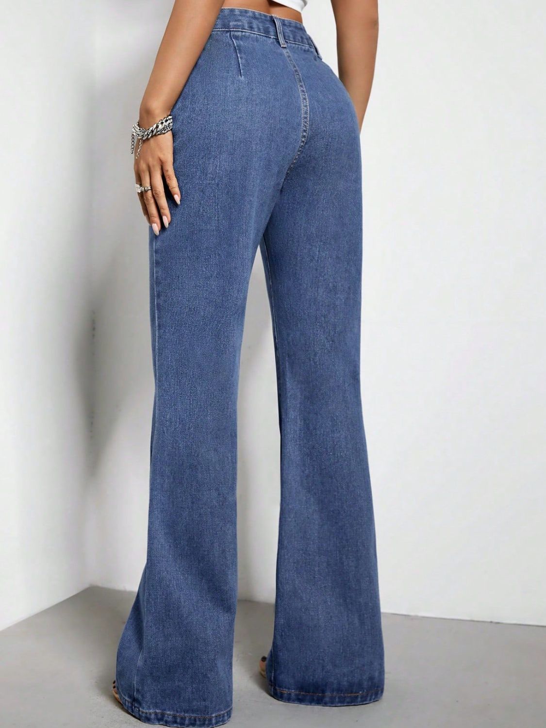 High Waist Bootcut Jeans with Pockets - JassyBae