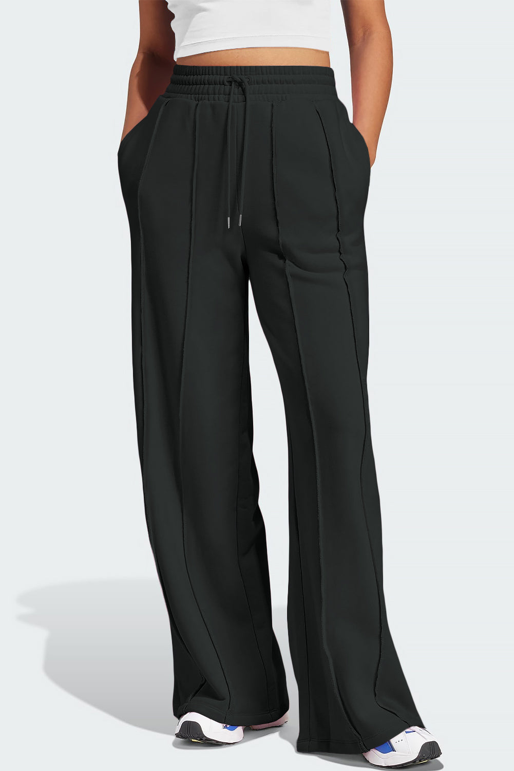 Drawstring Wide Leg Active Pants - JassyBae