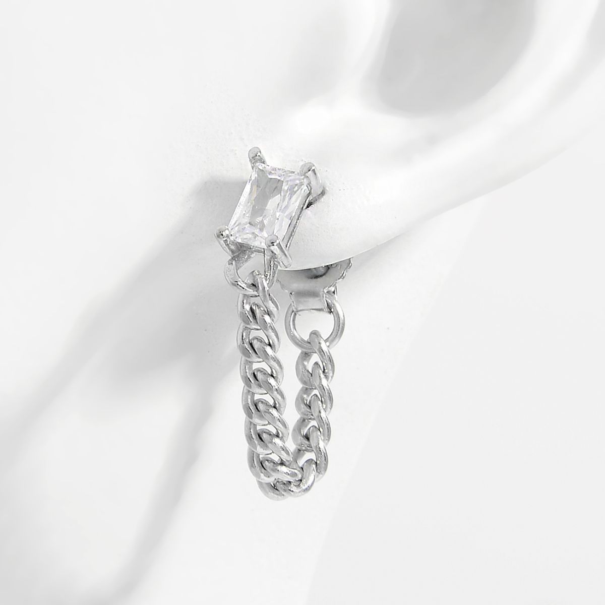 925 Sterling Silver Zircon Chain Earrings - JassyBae