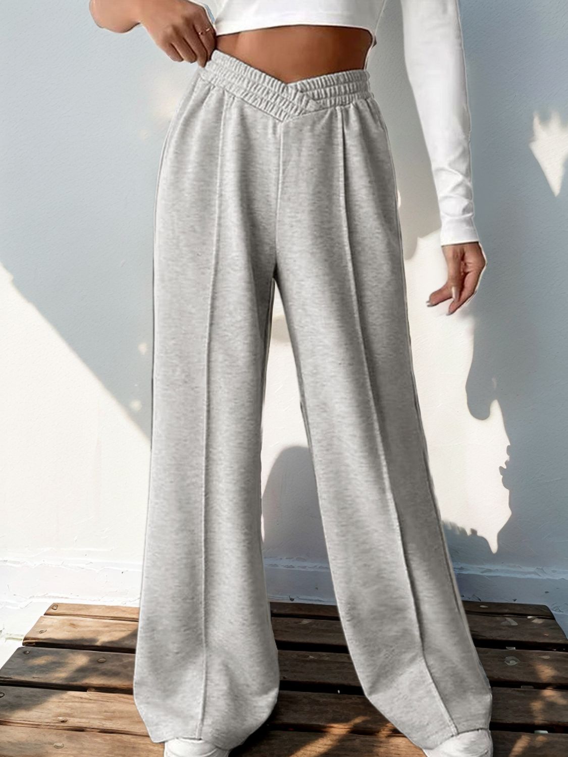 Elastic Waist Wide Leg Pants - JassyBae