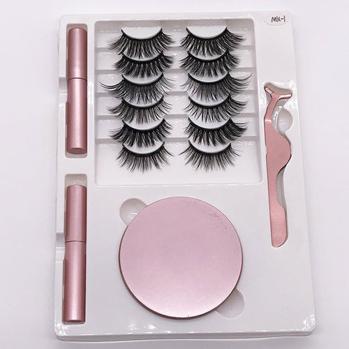 Magnet False Eyelashes with Round Box Mirror Magnetic I