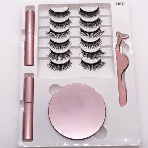 Magnet False Eyelashes with Round Box Mirror Magnetic I