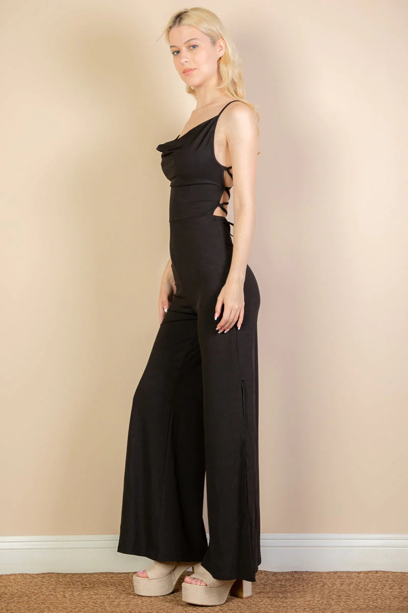 Backless Split Wide Leg Jumpsuit