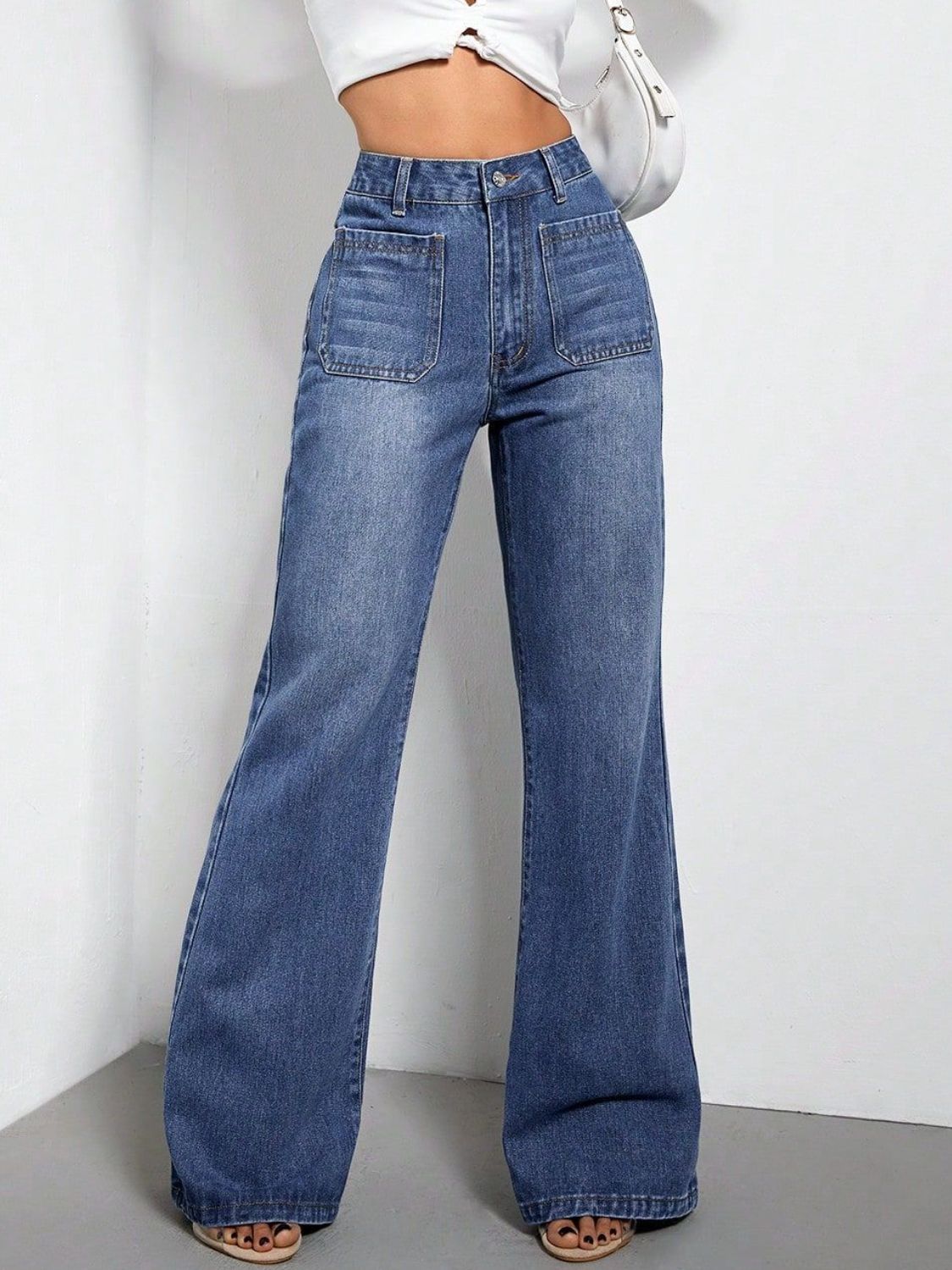 High Waist Bootcut Jeans with Pockets - JassyBae