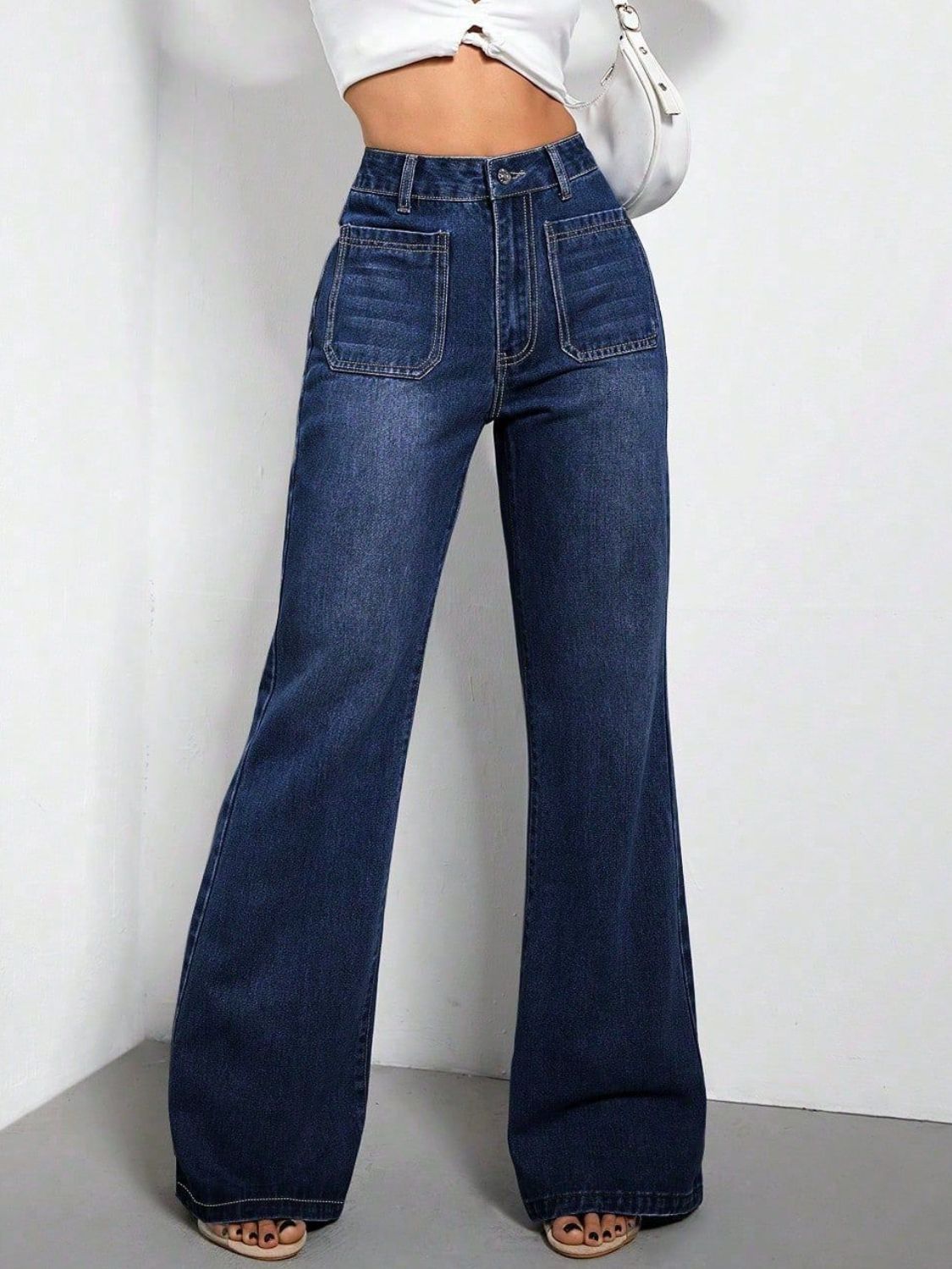 High Waist Bootcut Jeans with Pockets - JassyBae