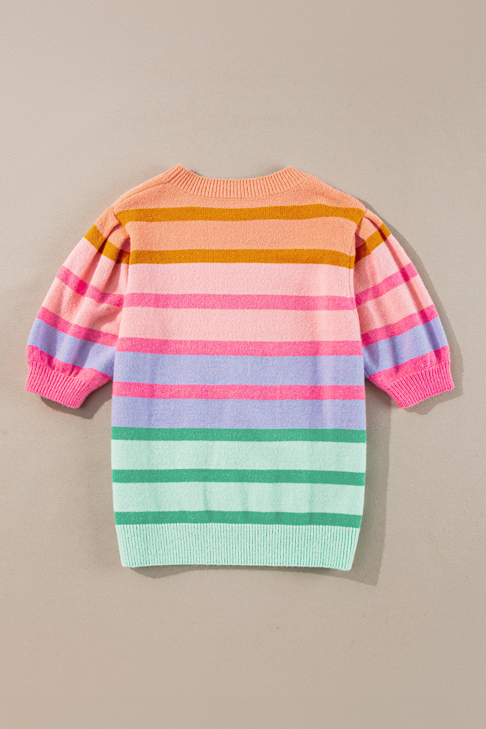 Rose Red Colorful Stripe Sweater