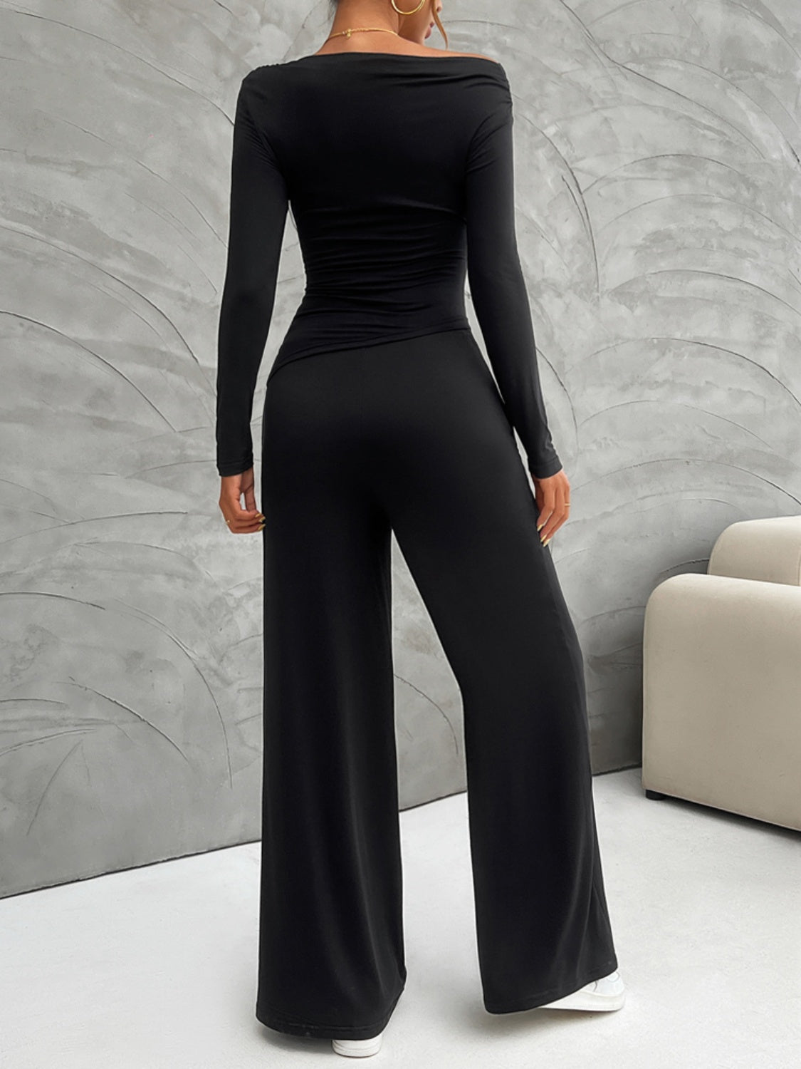 Long Sleeve Top and Wide Leg Pants Set