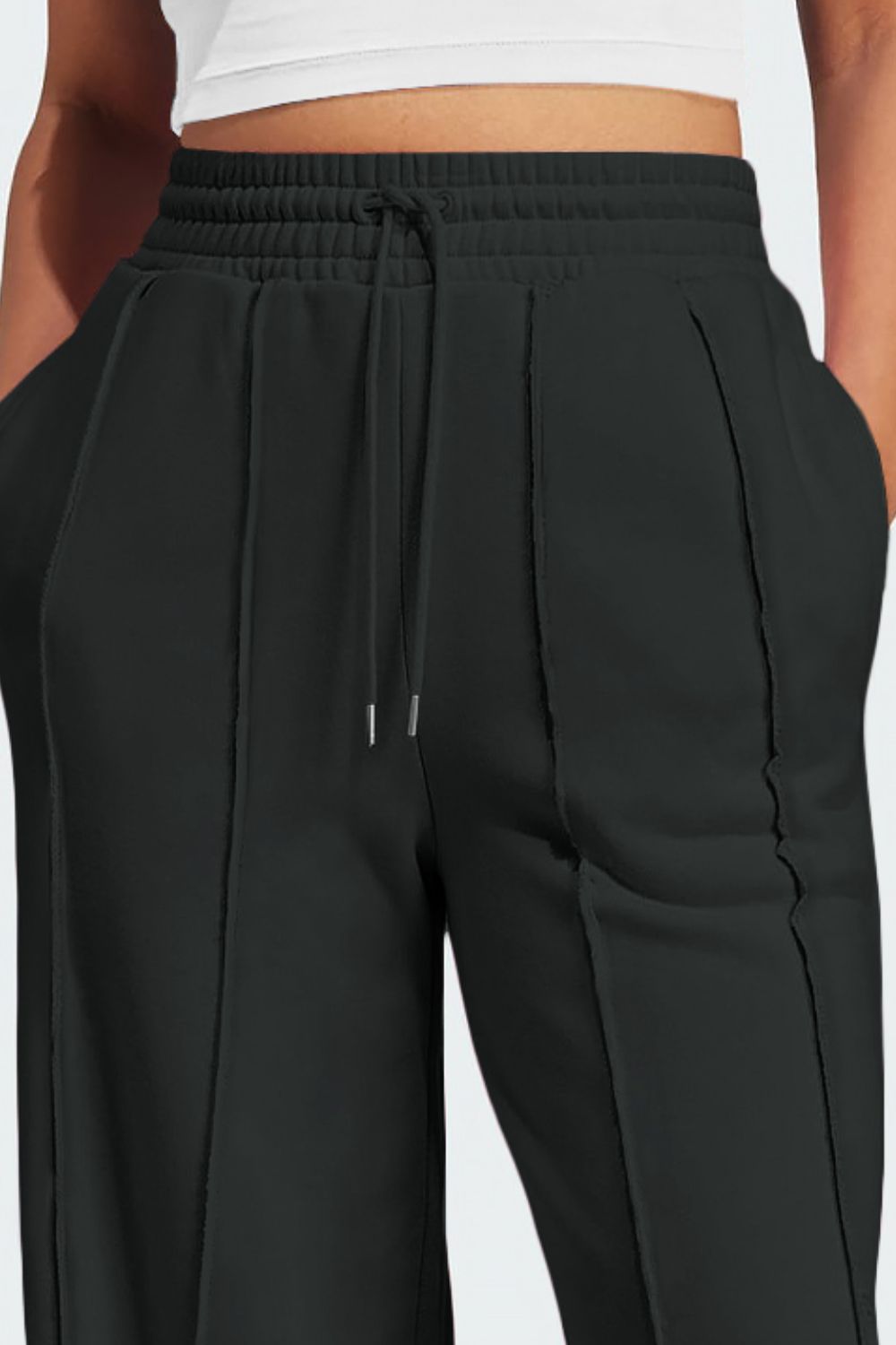 Drawstring Wide Leg Active Pants - JassyBae