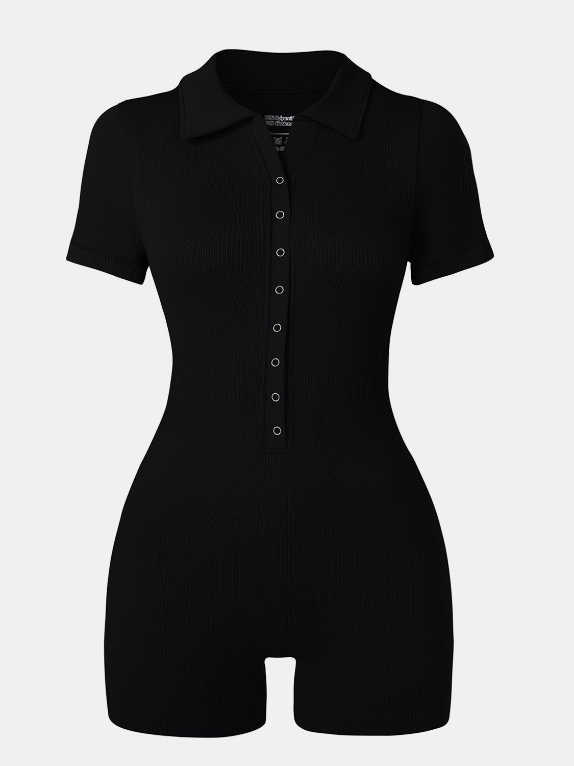 Collared Neck Short Sleeve Active Romper - JassyBae