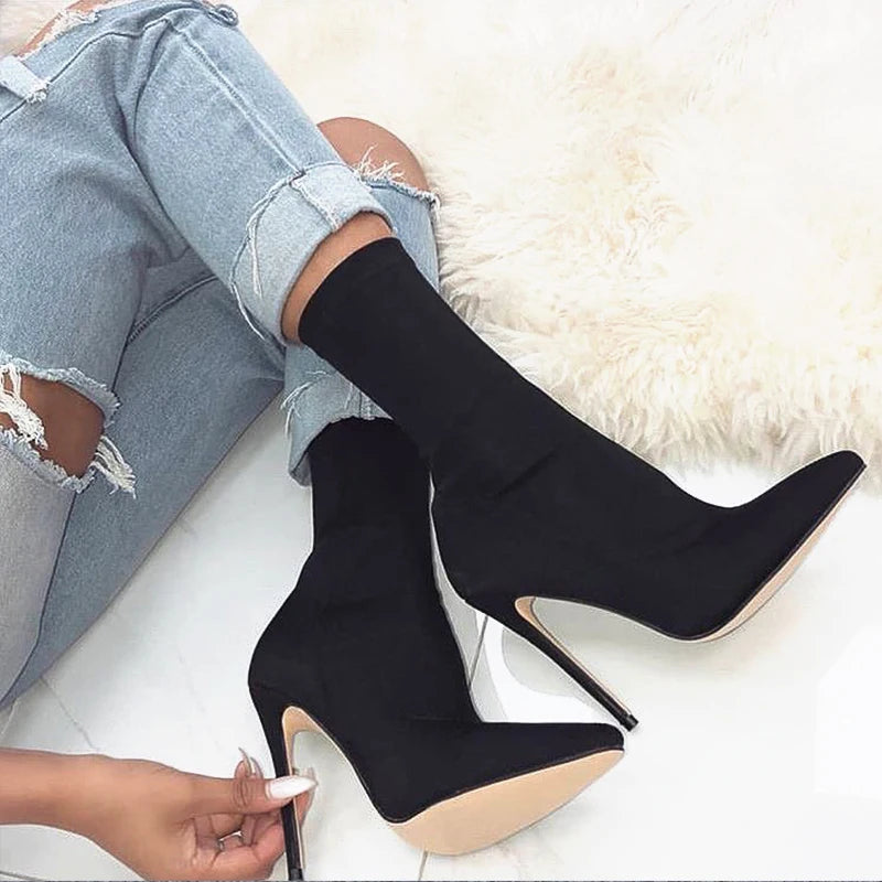 Silk Sock Ankle Boots