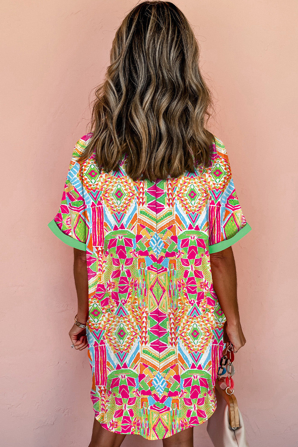 Orange Geometric Shirt Dress