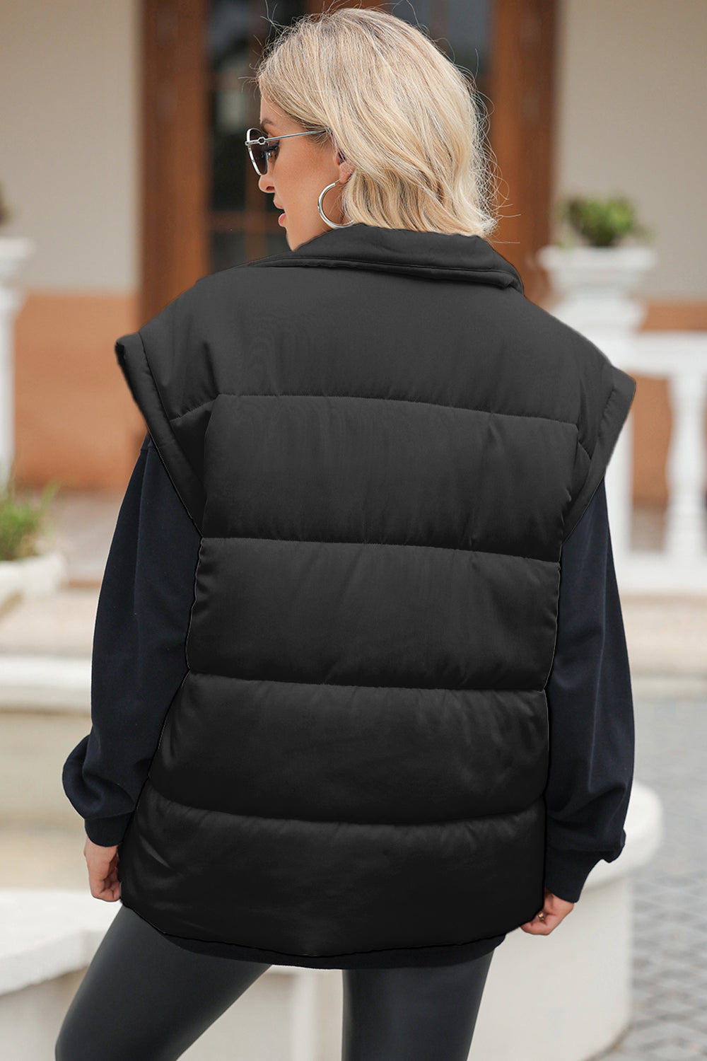 Pocketed Zip Up Vest Coat