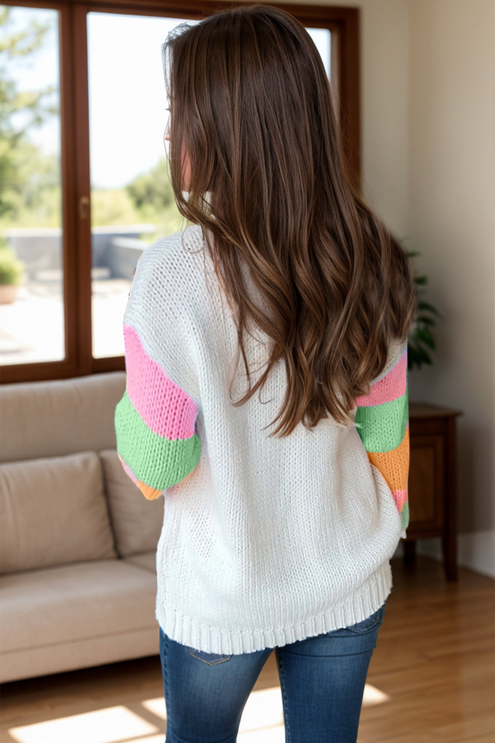 Color Block Round Neck Sweater - JassyBae