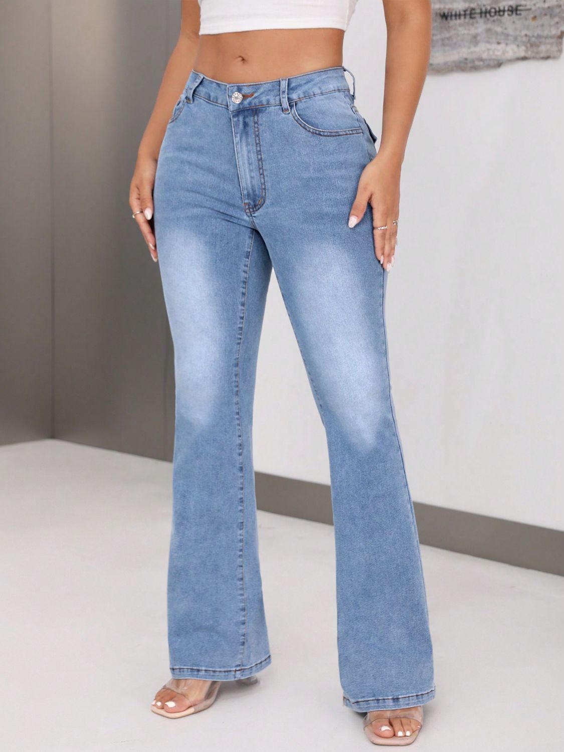 Bootcut Jeans with Pockets - JassyBae