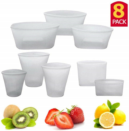 Silicone Food Storage Containers Set Fresh Bowl Cup Bag Reusable Stand