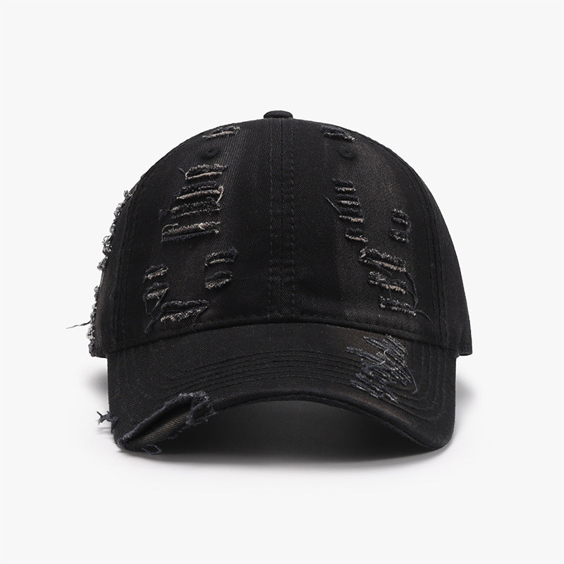 Distressed Adjustable Cotton Baseball Cap - JassyBae