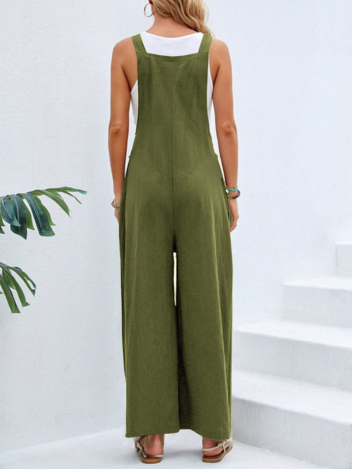 Full Size Square Neck Wide Strap Overalls - JassyBae