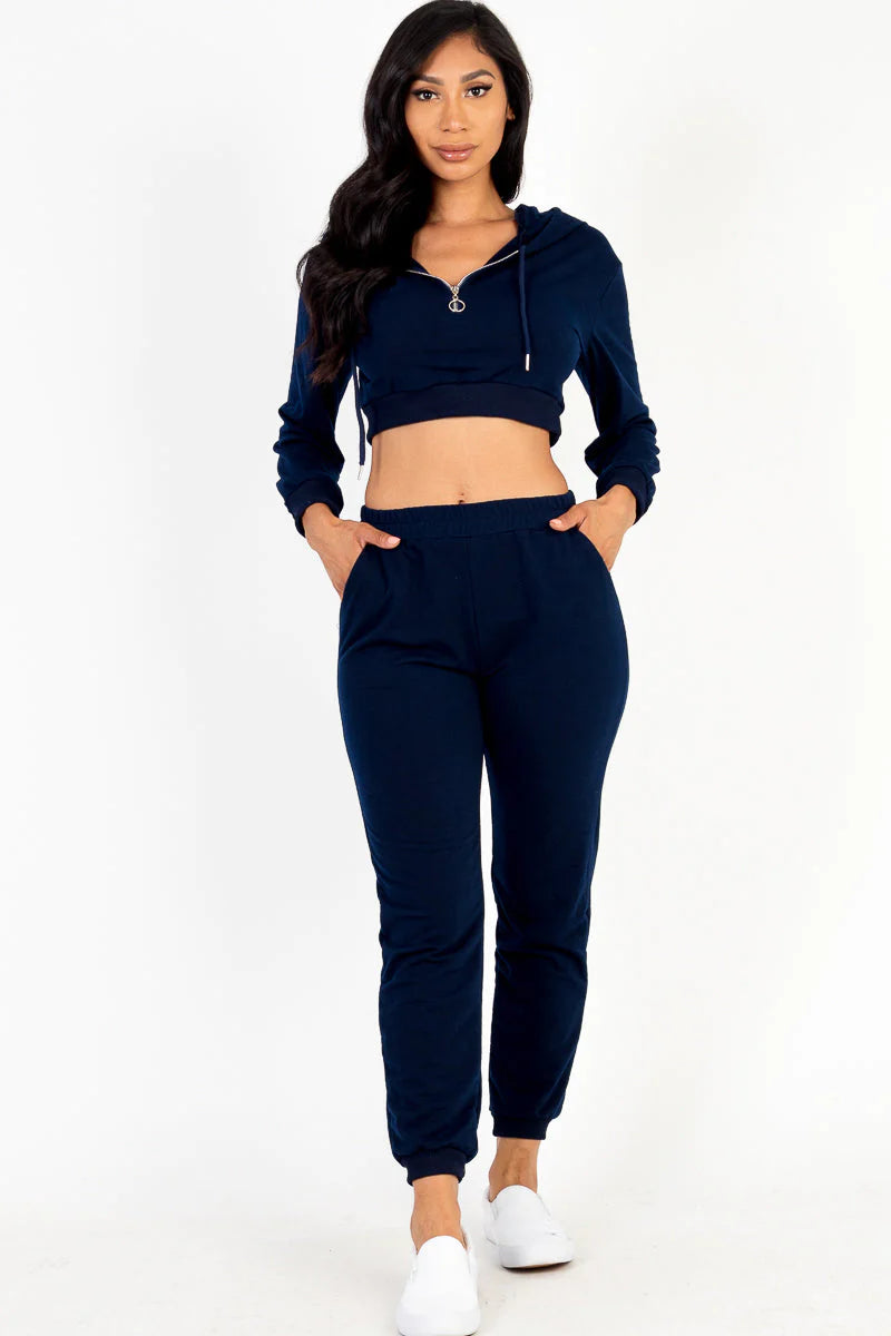 Half Zip Hoodie and Joggers Set