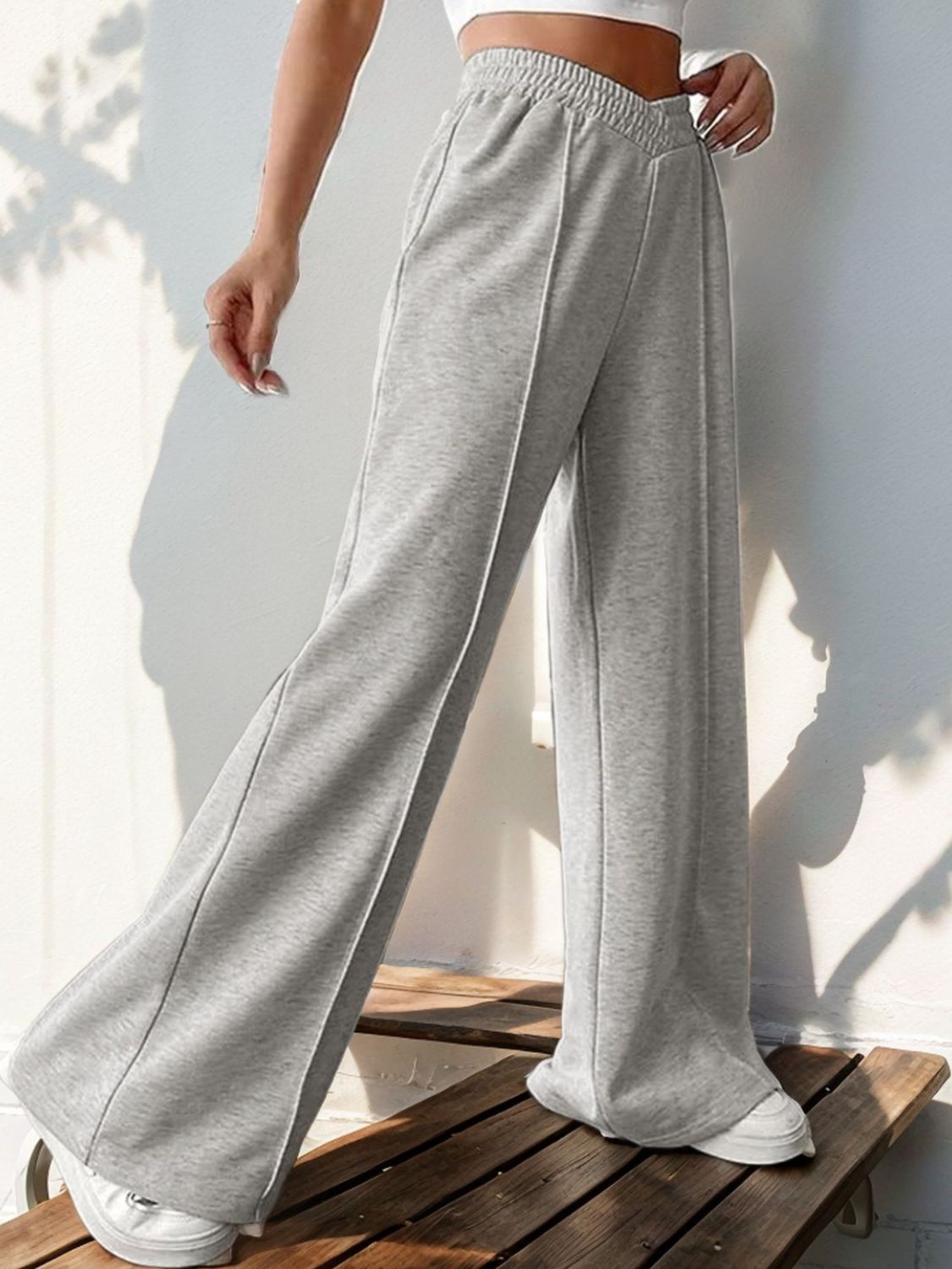 Elastic Waist Wide Leg Pants - JassyBae