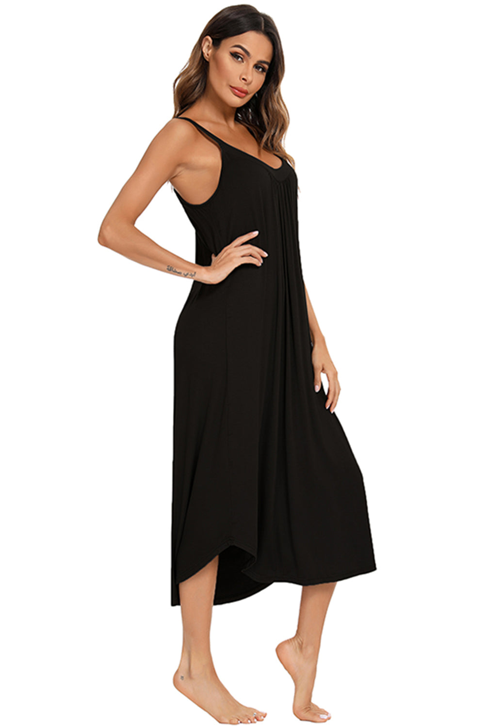 V-Neck Midi Lounge Dress - JassyBae