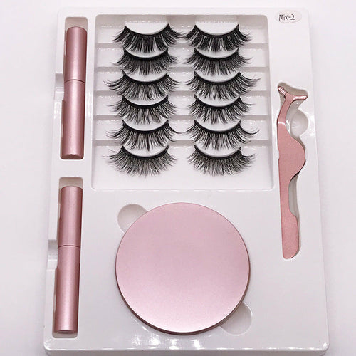 Magnet False Eyelashes with Round Box Mirror Magnetic I