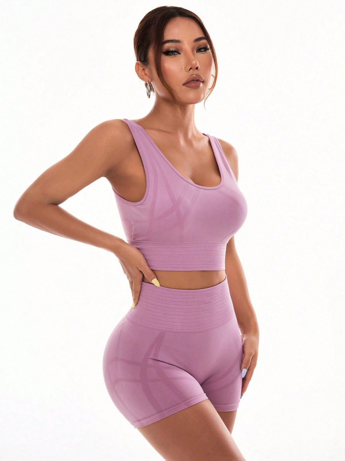 Scoop Neck Wide Strap Top and Shorts Active Set - JassyBae